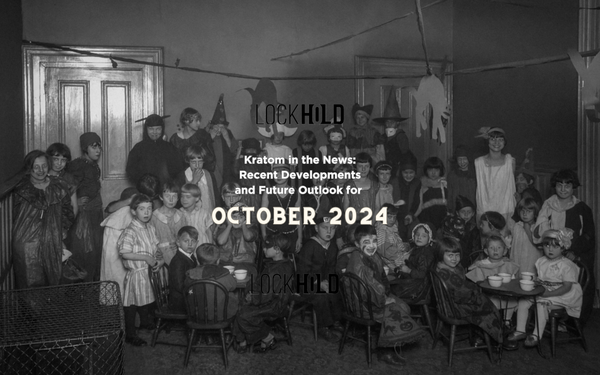 Group of children in vintage Halloween costumes celebrating at a party, accompanying Lockhold's blog on recent kratom developments and future outlook for October 2024.